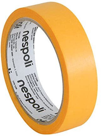 Nespoli – Nastro Carta Adesivo Precimask Giallo 25mm x 25m per Interni, Nastro di Carta di Riso Compatibile con Tutte le Vernici - Facile da Strappare, Rimozione Senza Residui, Verniciatura Fai da Te