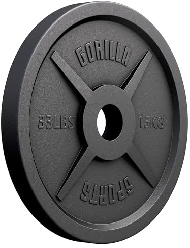 GORILLA SPORTS® Olympia Hantelskivor – 1,25 kg, 2,5 kg, 5 kg, 15 kg, 20 kg, 25 kg, 30 kg vikter, 50 mm borrning, gjutjärn, enkel/set – viktskivor, hantlar