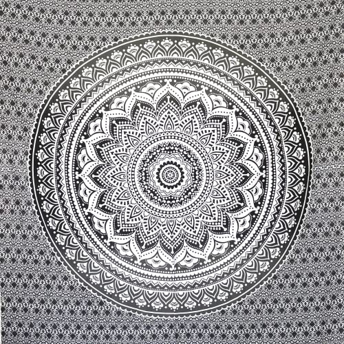 MOMOMUS Arazzo Mandala Multiuso - Pareo Telo Mare Grande Antisabbia XXL da Spiaggia, senza Sabbia - Ideale come Sottile Telo Picnic, Yoga, Campeggio - Grigio, 210x230 cm