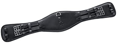 SUNRIDE short girth Monaco for horses made of soft genuine leather with D-ring for auxiliary reins (50 cm, black)