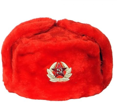 Marui USCHANKA ROT Russland FELLMÜTZE WINTERMÜTZE SCHAPKA Ushanka SCHAPKA FLIEGERMÜTZE PELZMÜTZE, 57-62
