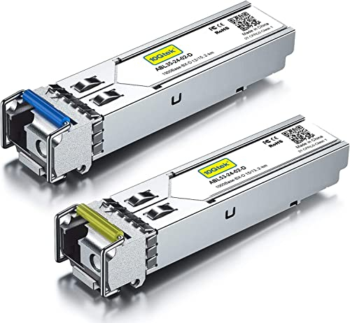 a Pair of 1.25G SFP Bidi Transceiver 1000Base-BIDI, 1550nm/1310nm SMF, up to 2~3 km, for Cisco, Ubiquiti UniFi, Mikrotik, D-Link, Netgear and More