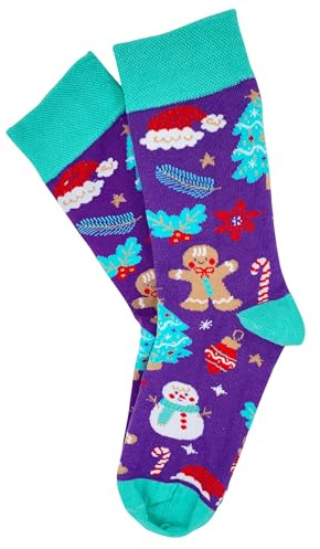Socks Tunnel Calze di Natale Unisex – Calze Divertenti e Colorate con Motivi Natalizi – Idea Regalo Natale – Cotone – Taglia 36–42 (Biscotto Rosso)