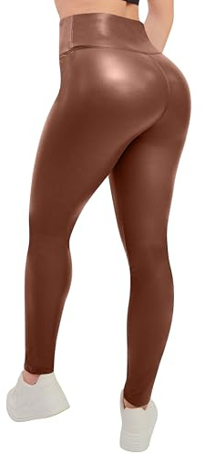 Love My Fashions ® Legging en similicuir doux pour femme - En polaire synthétique - Effet mouillé - Taille élastique - Pantalon long