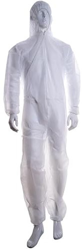 Buzo Mono desechable Capucha Talla M Blanco. Protección para Clínicas, Laboratorios, fábricas, Veterinarios, Granjas, Bricolaje…