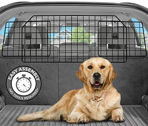 Pawple Dog Car Barrier for SUV's, Cars, Vehicles, & Trucks, Adjustable Large Pet Divider, Heavy-Duty Wire Mesh- Universal Fit