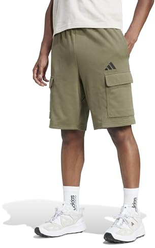 Adidas Men's Essentials FEELCOZY French Terry Cargo Short, Olive strata/Black, L