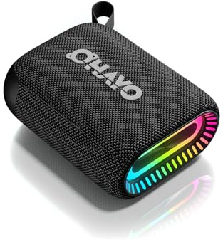 OHAYO Bluetooth Lautsprecher Mini Box Mit RGB Licht, Kleine Musikbox 5.3, 24H Akku, IPX7 Wasserdicht, Outdoor für iPhone, Draußen, Party, Schwarz