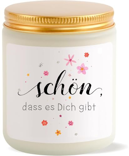 Duftkerzen Geschenk für Frauen Beste Freundin mit Spruch Schön, dass es dich gibt, Duftkerzen Geburtstag Geschenke für Frauen, Lavendel Kerzen Geschenk für Freundin, 50h Brenndauer