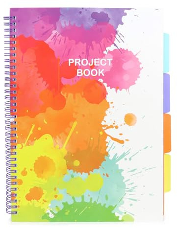 Fashion Stationery A4 Notebook Project Book Writing Pad Wirobound Spiral a4 Notebook with Dividers Stationery Set - 100gsm Lined Paper - 160 Pages (Multi)