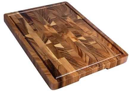 THETCHRY Walnut Cutting Boards for Kitchen, End Grain Wooden Chopping Board with Juice Groove, Charcuterie Butcher Block for Meal Prep & Serving with Gift Box, 16.5 x 11.6 x 0.8