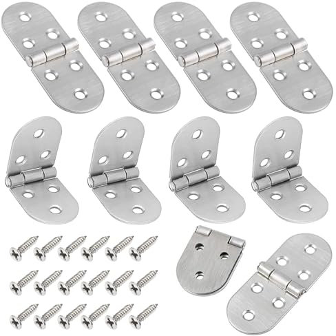 8 Piezas Bisagra Plegable 180 Grados, Bisagras Conectores de Acero Inoxidable con 48 Tornillos, Bisagra para Mesa Plegable, Bisagras Redondas Muebles, para Máquina de Coser, Mesa Plegable, Armario