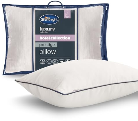 Silentnight Hotel Collection Prestige Pillow - Deeply Filled with Down-Like Ball Fibres - Luxurious Sink-In Bounceback - Brushed Twill Cover - Synthetic Down Alternative Pillow, Hypoallergenic