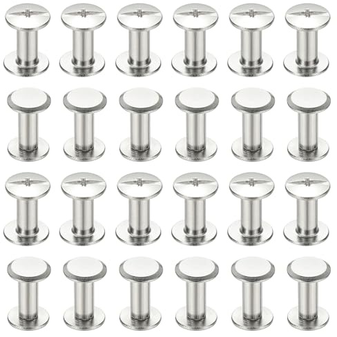 PATIKIL 24 Sets Chicago Screws, 4x10mm(DxH) Chicago Screws Phillips Binding Post Screw Bolts Leather Rivets 304 Stainless Steel Fasteners for Leather Belt Scrapbook Photo Albums, Silver