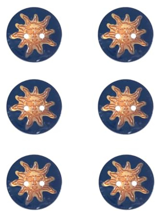 Novelty Boho Sun Buttons for Crafts,Acetate Button for Clothes,Cute Buttons for Sewing,Button Bulk,Pack of 6