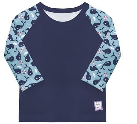Bambino Mio, UPF 40+ Sun Protection Long Sleeve Swim Guard Rash Top for Baby and Toddler (1-2 Years - Whale Wharf) Boys and Girls