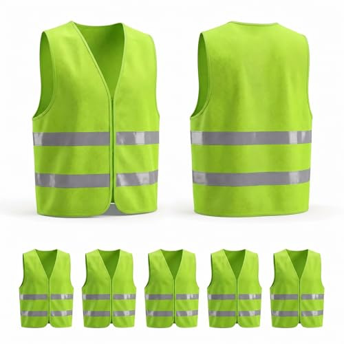 Lot De 5 Gilets De Sécurité Pour La Voiture, Gilets Réfléchissants Jaunes Et Gilets De Sécurité Pour Adultes, Gilets De Sécurité Pratiques Pour Le Vélo, Le Jogging Et Les Activités De Plein Air