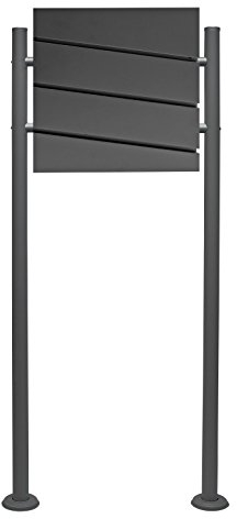 Wiltec Kit Boîte aux Lettres V16 & Porte-journaux avec Pied de Support, Verrouillable, Gris Anthracite, Acier galvanisé, 370 x 105 x 370 mm, Fente et clapet