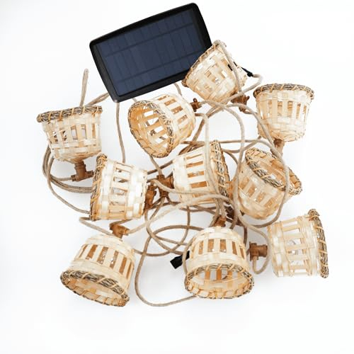 newgarden AURORA dekorative Lichtergirlande für den Außenbereich im Innenbereich Holzfaser 10 LED-Laternen Warm 8 Meter lang. Hergestellt in Spanien