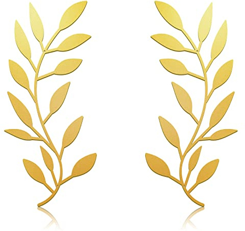 Zhengmy 2 Pieces Metal Tree Leaf Wall Decor Vine Olive Branch Leaf Wall Art Living Room, Hallway Wall Decor Outdoor Decoration(Gold)
