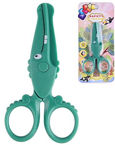 ASTARON Kinderschere für Kunsthandwerk, Niedliche Krokodil Sicherheitsschere für Vorschulkinder, Papierschere, Bastelschere aus Kunststoff für Schule und Scrapbooking, 3 Styles Options