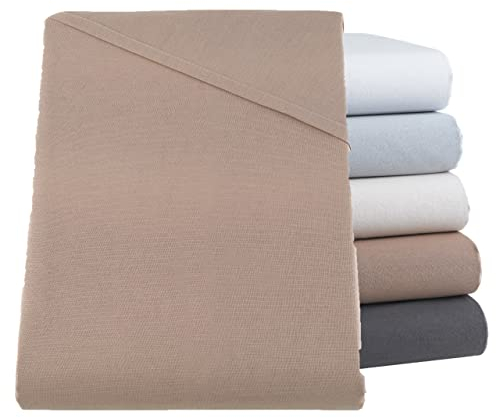 SHC by BaSaTex Betttuch Bettlaken Haushaltstuch Tischdecke Leintuch ohne Gummizug | 100% Baumwolle | 140x200 cm | Farbe: Taupe