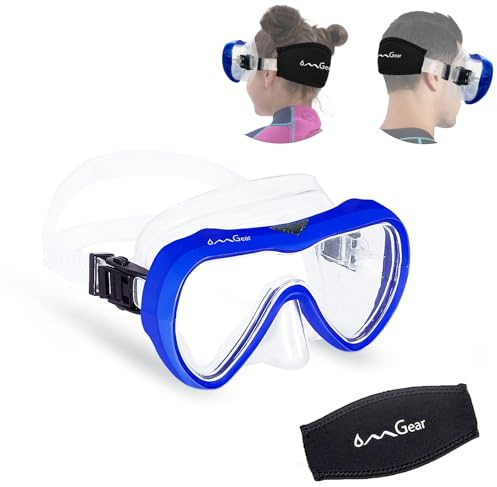 OMGear Diving Mask Snorkeling Gear Kids Adult Snorkel Mask Dive Goggles Silicone Swim Glasses with Nose Cover for Scuba Free Diving Spearfishing Neoprene Strap Cover Impact Resistance (Ocean)