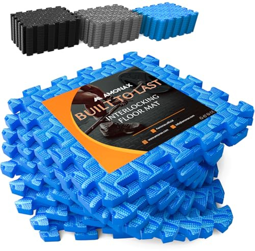 Amonax Suelo Gimnasio Moqueta para El Suelo, 30 x 30 cm Puzzle Esterilla Fitness Tatami Suelo Suelo para Piscina, Baldosas para Piso De Garaje Suelo De Gimnasio, Aparatos De Gimnasia para Casa Gym