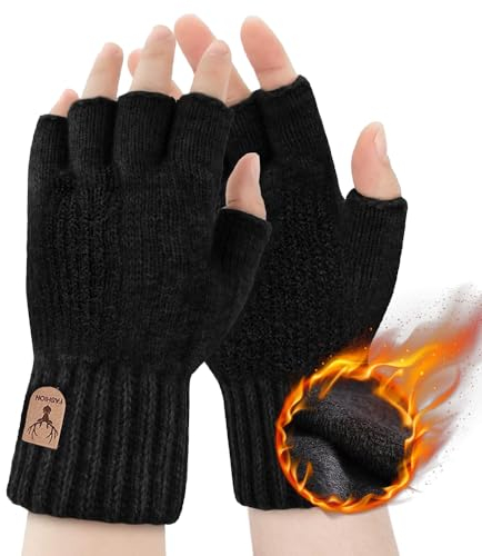 Casenly Fingerlose Handschuhe, Winter Warme Strickhandschuhe Halbfinger Handschuhe Strick Weich Flauschig Touchscreen Winterhandschuhe Damen Herren Unisex für Laufen Radfahren Freizeit Outdoor