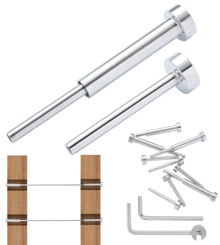 VEVOR Kit de barandilla de cable invisible 20 Piezas receptor invisible, extremo de perno de engarce de acero inoxidable T316 de 1/8, tensor de engarce de 1/8 para poste de madera/metal, plateado