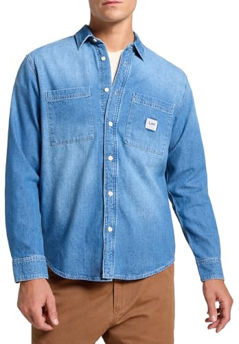 Lee Men's Shirt, mid Denim, XL
