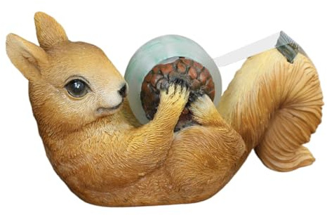 Rolig tejpdispenser, söt squirrel harts desktop tape-dispenser, kreativ tejphållare för barn, vuxna, perfekt skrivbordstillbehör för kvinnor, män, coworker och familj