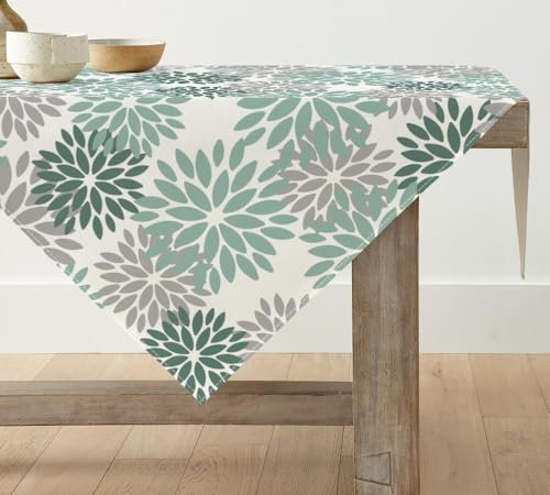 Artoid Mode Blumen Wasser Grün Dahlien Frühling Tischwäsche, Saisonnal Sommer Küche Tisch Dekoration Drinnen Urlaub Party Dekor 85x85 cm
