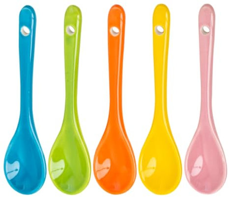 5 Pezzi Cucchiaio in Ceramica,Cucchiai per Uova in Porcellana Cucchiaini Cucchiaio per Miele Cucchiaio per Marmellata Cucchiaini da Tè Cucchiaio da Dessert Cucchiaini da Caffè,Diversi Colori