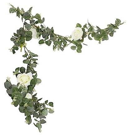 POPETPOP Guirnalda de Eucalipto Artificial con Flores de Decoración Colgante para Bodas Flexible y Duradera para Interiores
