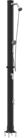 vidaXL Douche Solaire extérieure Noir 217 cm PVC et Aluminium, Douche Moderne pour Jardin, terrasse, cylindrique, écolo, Durable, rotative, détente Estivale, Usage extérieur