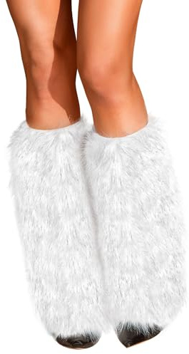 RSLOVE Faux Fluffy Leg Warmers - Women's Boot Covers Fur Legwarmers for Party Costumes