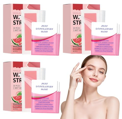 90PCS Wachsstreifen Gesicht Kaltwachsstreifen Gesicht Haarentfernung Waxing Strips,geeignet für Augenbrauen, Lippen,und Körper