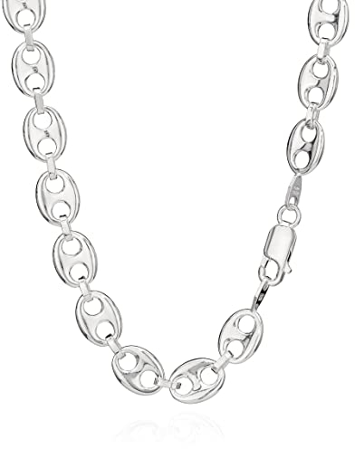 NKlaus 50cm Kaffeebohnenkette 925 Silber elegante Halskette besondere Breite: 9,0mm Collier 32g schwer 5263
