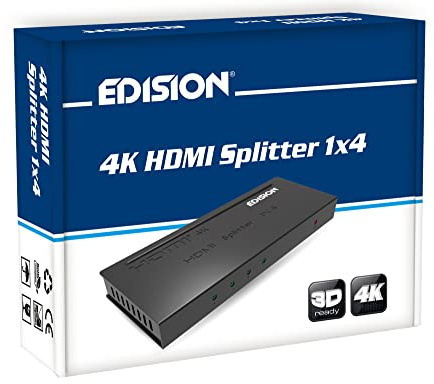 Edision 4 K Hdmi Splitter 1 x 4 Distribución de Ultra HD 2160p Full HD 1080p CEC HDCP 3D Ready