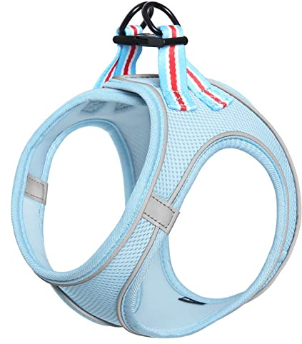 HEELE Hundsele Justerbar Anti Pull Sele Reflekterande Andningsbar Sele Hundar Lätta Bröstsele Små Hundar för Promenader Löpning, Träning, Blå, M