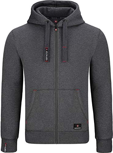 Northster - Chaqueta con capucha para hombre, sudadera, sudadera con cremallera, Gris Oscuro, S