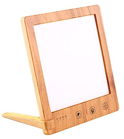 Lámpara De Terapia De Luz, Lámpara De Luz Diurna 10000 Lux Caja De Luz Triste, Con 3 Colores De Luz Temporizador De 4 Modos Brillo Ajustable, Control Tactil Con Soporte De Pie,Wood grain