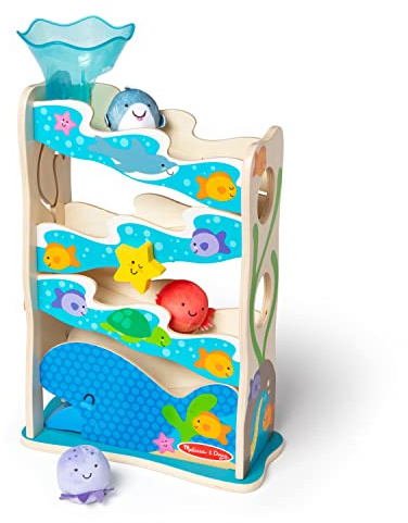 Melissa & Doug Rollables Wooden Ocean Slide Infant and Toddler Toy (5 Pieces) Ocean Themed Toys For Toddlers, Early Learning Toys For Infants And Toddlers Ages 1+ - FSC Certified - FSC Certified