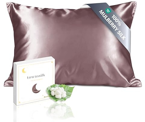 townssilk Federa seta cuscino,100% naturale seta di gelso 19momme,doppia faccia,benefica per capelli e pelle,ipoallergenica,cerniera nascosta,1 pz,50x75cm,Graypurple