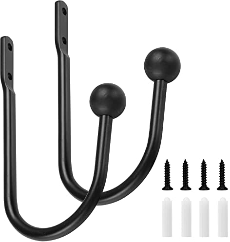 Harrms Curtain Holdbacks 2pcs, Black Curtain Hold Backs Metal Tie Backs for Curtains U-Shaped Hook Wall Mouted Decorative Accessories for Bedroom