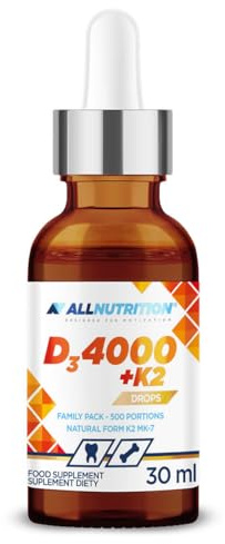 ALLNUTRITION Vitamin D3 4000+K2 Drops Liquid Dietary Supplement -Vitamin D3 & K2-500 Servings - Vitamin d3 and k2 high Strength - Vegan Vitamin D3 & K2 Vitamin Supplements - 30ml