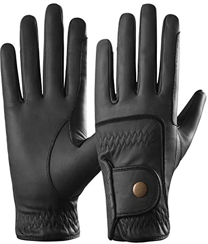 AFE Dublin Reithandschuhe aus echtem Leder, für Damen, Reithandschuhe, Leder, Schwarz, Größe S