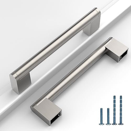 9BUILD 10 Stück Schrankgriffe Gebürsteter Nickel Lochabstand 96mm Griffe für Küchenschränke Edelstahl Möbelgriffe Küchengriffe griffe möbel Küchenschrank Schranktürgriffe EU0030