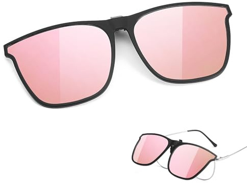 Genérico Clip para Gafas de Sol Polarizadas - Lentes Flip Up para Hombres y Mujeres (Rosa)